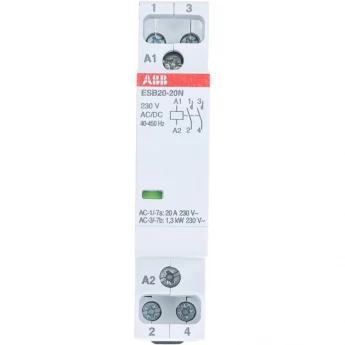 Контактор ABB ESB20-20N-06 модульный (20А АС-1 2НО) катушка 230В AC/DC