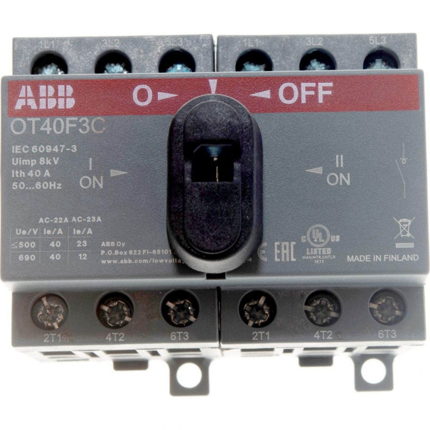 Рубильник реверсивный ABB OT40F3C 1SCA104913R1001