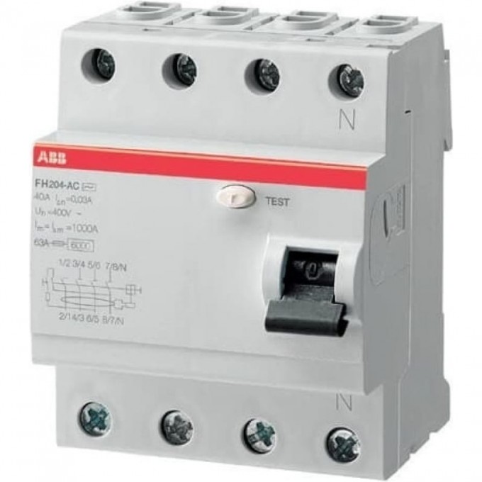Выключатель дифференциального тока (УЗО) ABB 4п 40А 300мА тип AC FH204AC-40/0.3 2CSF204003R3400