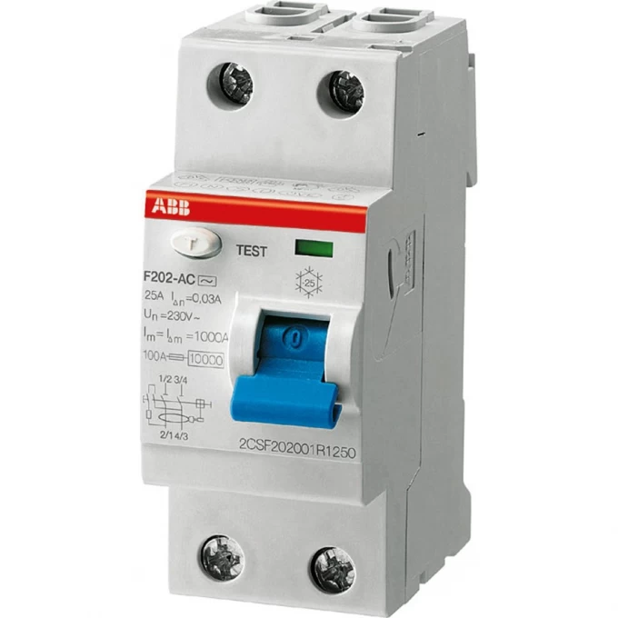 Выключатель дифференциального тока (УЗО) ABB F202 2п 63А 100мА тип AC F202 2CSF202001R2630 Выключатель дифференциального тока (УЗО) ABB F202 2п 63А 100мА тип AC F202 2CSF202001R2630
